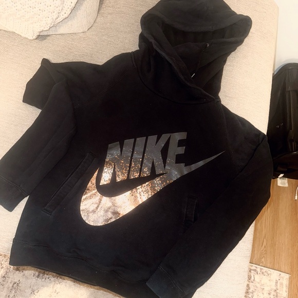 Nike Black Hoodie with Metallic Logo - Picture 1 of 1